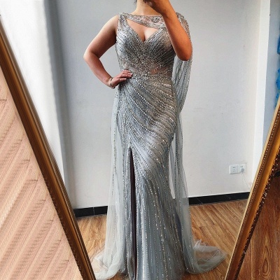 Unique Straps Sweetheart Sequin Side Slit Floor Length Sheath Prom Dresses | Backless Party Dress_2