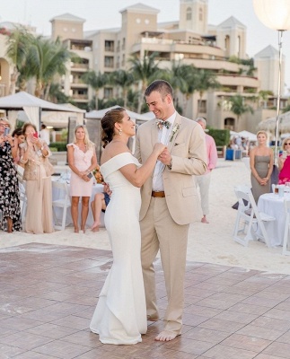 Off The Shoulder Sweetheart Sheath wedding Dresses | Floor Length Beach Bridal Gown_3