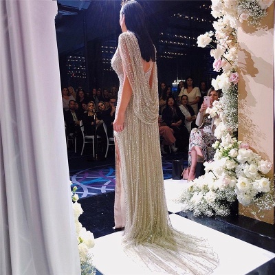 Unique Straps Sweetheart Sequin Side Slit Floor Length Sheath Prom Dresses | Backless Party Dress_6