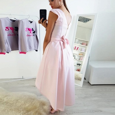 Cheap Pink A-Line Homecoming Dresses | Simple High Low Cocktail Dresses_2