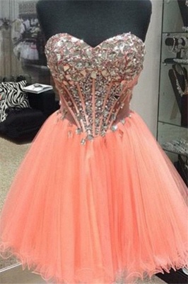 New Arrival Short Sweetheart Homecoming Dress Crystal Tulle Homecoming Dresses_1