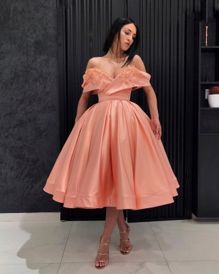 Chic Puffy Cocktail Dresses | Off The Shoulder Beaded Short Prom Dress_2
