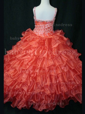 Hot Sale Formal Gowns For Teens High Glitz Straps Beaded Layered Girls Pageant Dresses On Sale LR892_2