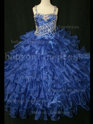 Hot Sale Formal Gowns For Teens High Glitz Straps Beaded Layered Girls Pageant Dresses On Sale LR892_4
