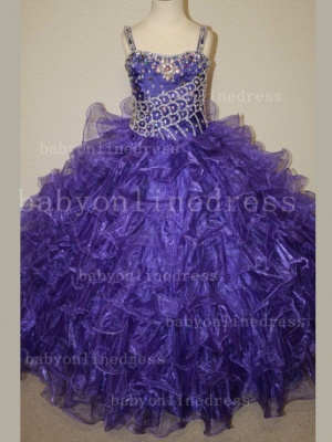 Hot Sale Formal Gowns For Teens High Glitz Straps Beaded Layered Girls Pageant Dresses On Sale LR892_3