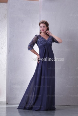 Affordable Prom Dresses 2021 V Neck Applique Beaded Half Sleeve Chiffon Cheap Dress BO0574_5