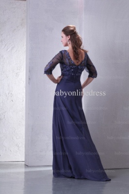Affordable Prom Dresses 2021 V Neck Applique Beaded Half Sleeve Chiffon Cheap Dress BO0574_4
