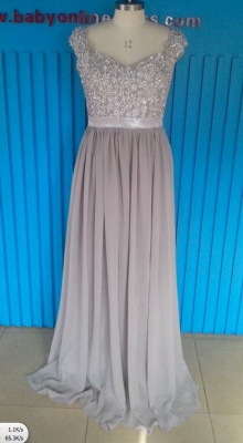 2021 Sexy Silver Bridesmaid Dresses Lace Sequins Beaded Cap Sleeves Chiffon A-line Bridesmaid Dress_4