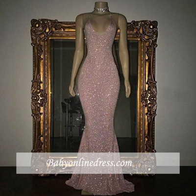 Stunning Sequins Mermaid Prom Dresses | Shiny Spaghettis Straps Evening Gowns_1