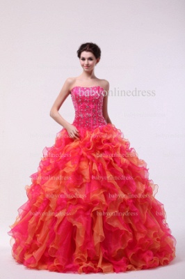 2021 Wholesale Quinceanera Gowns New Design Strapless Beaded Crystal Ball Gown Organza Dresses For Sale BO0827_1