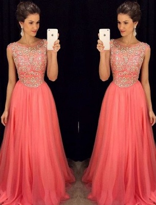 2021 Chiffon Long Prom Dresses for Teens Crystals Beaded Luxury Evening Gowns_1
