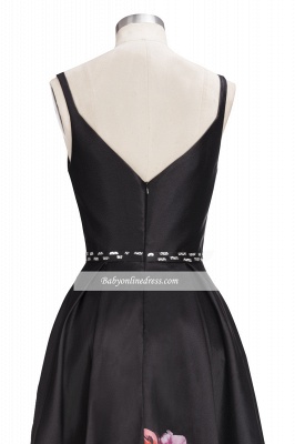 Crystal Black Printing Floor-Length A-line Sleeveless Evening Dress_3