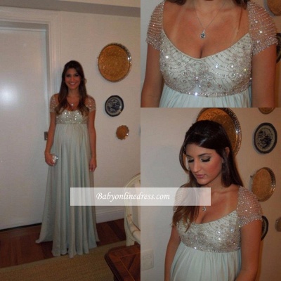 Maternity Empire Beading Floor-length Short-Sleeves Ball-Gown Evening Dress_2