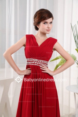 Sweet V-Neck A-Line Ankle-length Embroidery Beaded Mother of The Bride Dress_3