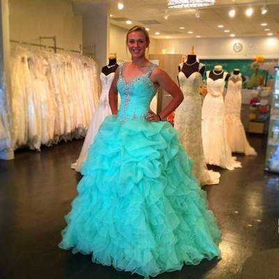 2021 Coral Quinceanera Dresses Crystals Ruffles Layered Ball Gown Sweet 16 Dresses_5
