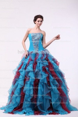 Affordable Beautiful Dresses For Quinceanera Online 2021 Strapless Beaded Crystal Organza Gowns Shops BO0835_1