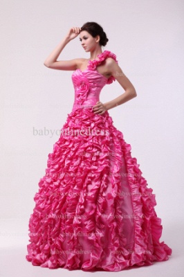 Discounted Lovely Quinceanera dresses Pink Wholesale One Shoulder Flowers Beaded Floor-length Gowns BO0836_5