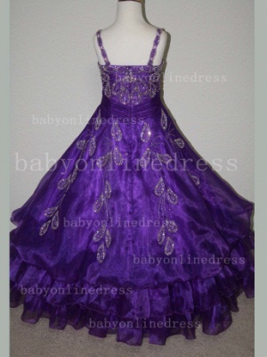Girls Gowns For Sale Strapless Sequin Beaded Organza Affordable Dresses With Spaghetti Strap LR665_5
