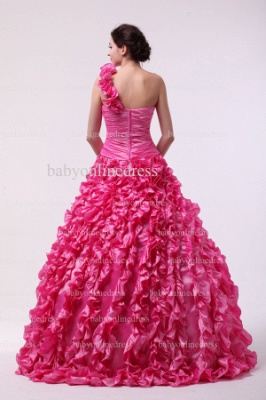Discounted Lovely Quinceanera dresses Pink Wholesale One Shoulder Flowers Beaded Floor-length Gowns BO0836_4