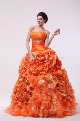 Very Cheap Elegant Dresses For Quinceanera Orange 2021 Sweetheart Beaded Layered Organza Gowns On Sale BO0837_1