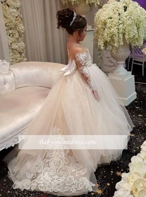 Long-Sleeve Gown Flower Romantic Ball Lace Girls Dresses_1