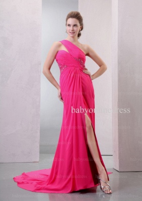 Sexy Red Evening Dresses Wholesale One Shoulder Sequined Front Split Glamorous Dresses On Sale BO0516_1