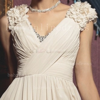 Glamorous Beige Dresses For Proms 2021 Designer V-Neck Beaded Chiffon Long Gowns For Sale BO1227_4