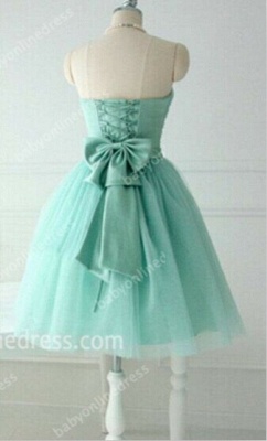 On Sale Prom Dresses Knee Length Ruffles Flower Lace-up Bow Strapless Sleeveless Cheap Party Gowns_3