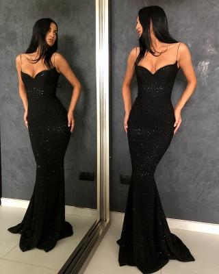 Sexy Red Sequins Mermaid Evening Dresses | Spaghetti Straps Prom Dresses_3