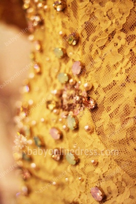 Gorgeous Prom Dresses Brightly Yellow Full Lace Crew Neckline Long Sleeves Floor Length Sheath Gowns_4