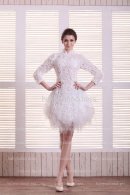 Hot Sale Elegant Dresses For Proms White 2021 High-Neck Long Sleeve Short Gowns On Sale BO0707_1
