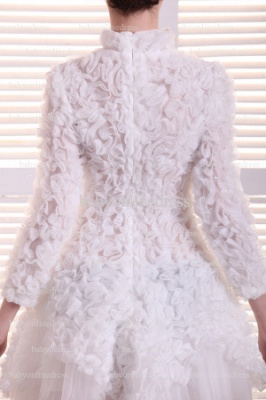 Hot Sale Elegant Dresses For Proms White 2021 High-Neck Long Sleeve Short Gowns On Sale BO0707_3
