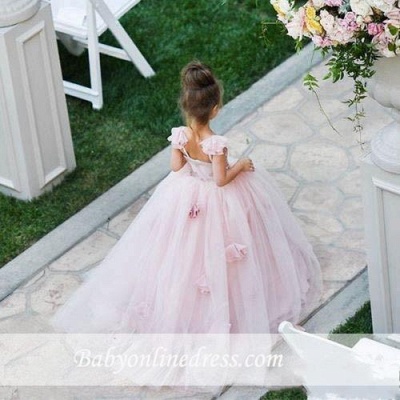 Blush-Pink Lovely Tulle Flower A-Line Sleeveless Girl Dress_4