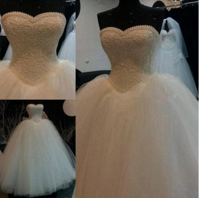 New Arrival Sleeveless Pearls Ball-Gown Sweetheart-Neck Wedding Dresses BO9581_3