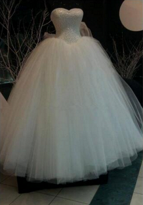 New Arrival Sleeveless Pearls Ball-Gown Sweetheart-Neck Wedding Dresses BO9581_2