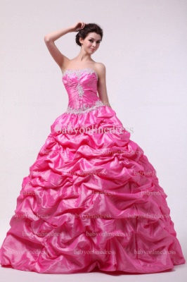Discounted Glamorous Dresses For Quinceanera Pink 2021 Wholesale Strapless Appliques Beaded Gowns For Sale BO0838_1