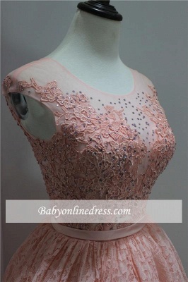 Elegant Lace Appliques Short Sleeveless Hi-Lo Homecoming Dress with Beadings_3