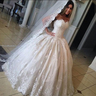 Gorgeous Lace Sweetheart Wedding Dresses 2021 Princess Ball-Gown Bridal Gowns_3