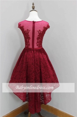 Elegant Lace Appliques Short Sleeveless Hi-Lo Homecoming Dress with Beadings_1