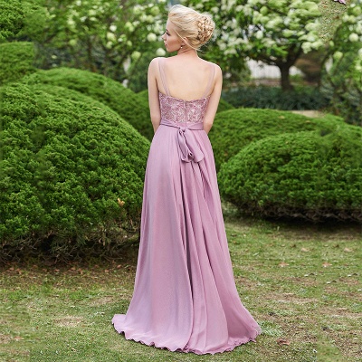 Exquisite Chiffon A-Line Bridesmaid Dresses | Sheer Neck Sleevelesss Lace Appliques Long Prom Dresses_2