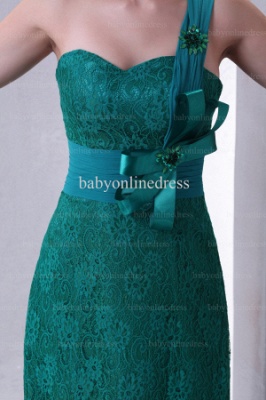 Affordable 2021 Prom Dresses One Shoulder Applique Bowknot Green Lace Dress BO0584_4
