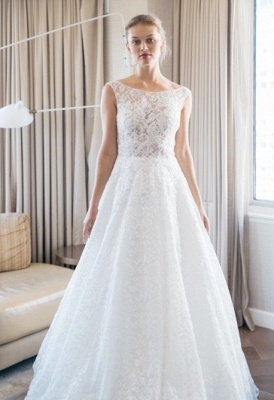 Sleeveless Scoop-neckline Floor-length Lace Simple A-line Wedding Dress_2