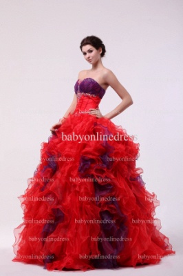 Wholesale Affordable Quinceanera Dresses For Sale 2021 Sweetheart Beaded Ball Gown Floor-length Organza Gowns BO0840_5