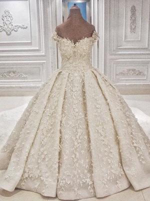 Luxury Ball Gown Wedding Dresses | Off The Shoulder Lace Appliques Bridal Dresses_1