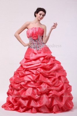 2021 Cheap Dresses For Quinceanera Pink On Sale Strapless Sequined Flower Beautiful Satin Gowns Stores BO0841_1