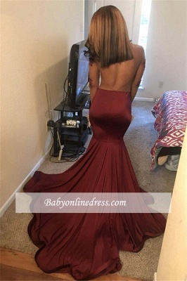 Charming Long-Sleeves Open-Back Prom Dresses | Burgundy Mermaid Appliques Evening Gowns_2