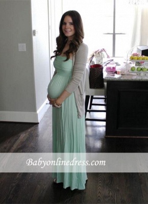 Mint Strapless Maternity Dresses | Simple Long Evening Gown For Pregnant Women_3