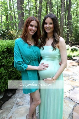 Mint Strapless Maternity Dresses | Simple Long Evening Gown For Pregnant Women_4