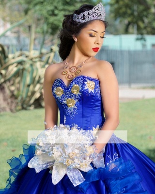 Charming Sweetheart Royal-Blue Embroidery Ball-Gown XV Dresses_2