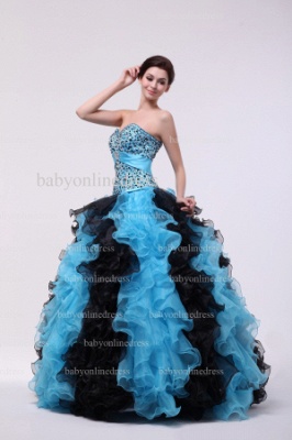 Hot Sale Charming Dresses For Quinceanera 2021 Wholesale Sweetheart Beaded Black And Blue Organza Gowns BO0844_5